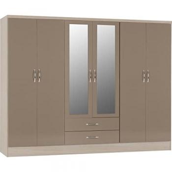 Seconique Nevada 6 Door 2 Drawer Mirrored Wardrobe