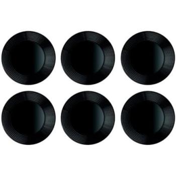 Set de Platos Harena Luminarc – 6 Unidades – Vidrio Opal Blanco y Negro
