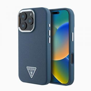 Cover Guess Blu con Logo Triangolare per iPhone 16 Pro