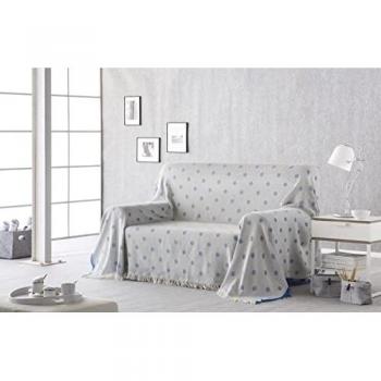 Colcha Multiusos Diseño Moderno | Plaid Jacquard Lunares Azul | 230x260 cm | Envío Gratis