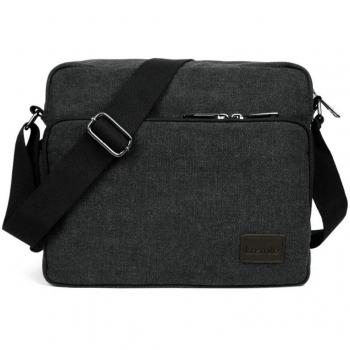 Sac Messenger en Toile LOSMILE Vintage pour Hommes 30cm x 10cm x 26cm, 26 Poches (Noir)