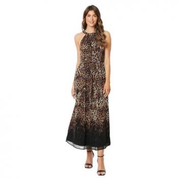 Leopard Print Belted Midi Dress for Tall Women