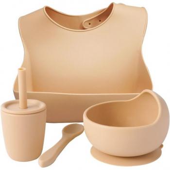 Vaisselle d'alimentation pour bébé, 4 pièces, tasse en paille, bol en silicone, cuillère douce, sans BPA