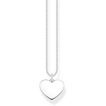THOMAS SABO Silver Flat Polished Heart Handprint/Footprint Engraving Necklace