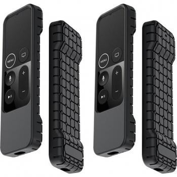Funda impermeable y flexible para Apple TV 4K y control remoto, silicona, negro, dos unidades