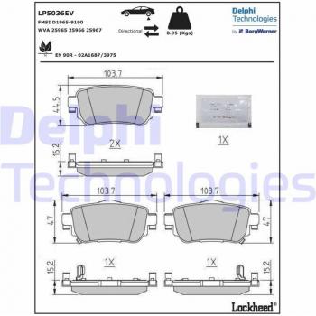 DELPHI Scheibenbremsbelagsatz LP5036EV