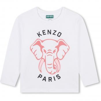 Vêtement scolaire Kenzo fille, t-shirt long à manches, blanc, 8A