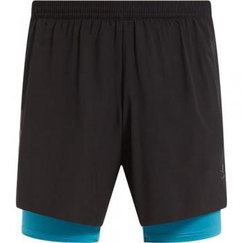Energetics Herren 2in1 Shorts Crysos Schwarz/Blau Aqua S