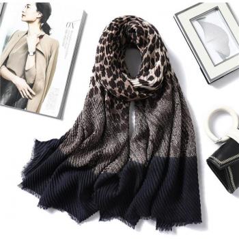 Bandeau en coton pour femmes, foulard froissé, hijab à imprimé animal, écharpe d'hiver