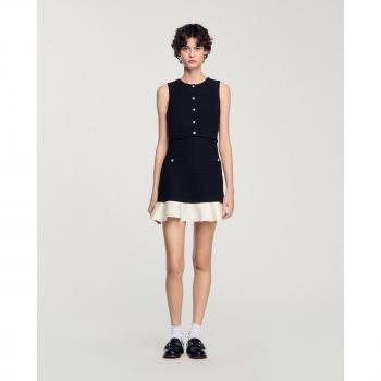 Sandro Black Tweed Two-Tone Mini Dress – 38 FR / 6 US