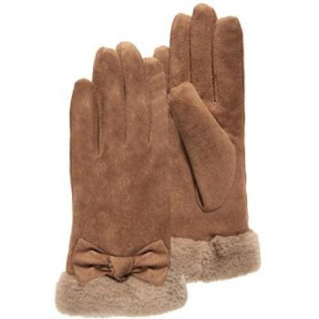 Gants Isotoner Femme Ultra Chauds Tactiles Camel Taille Unique Doublés Imitation Fourrure