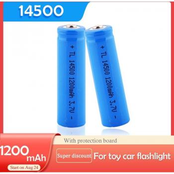 EastFire 2PCS 14500 1200mAh Lithium-Ion Rechargeable Batteries with Flashlight