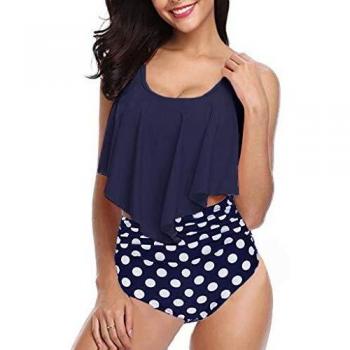Summer Mae Damen Bedruckter Volant Bikini Set Blau M