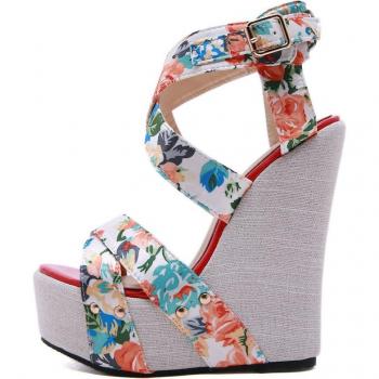 Aneikeh Women's Printed Wedge Sandals