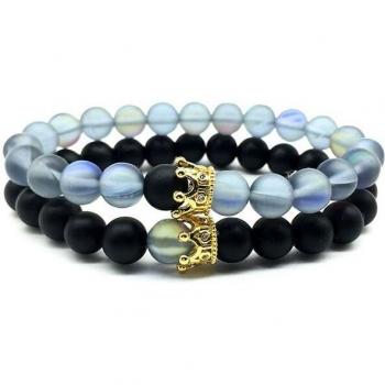 Pulsera elegante de cuentas de ópalo y piedra lunar
