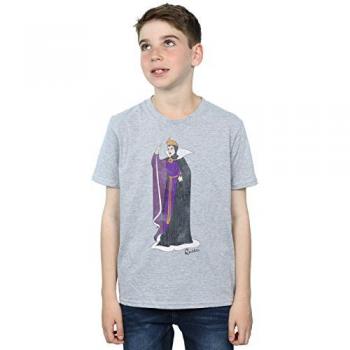 Snow White Classic: Evil Queen Grimhilde Graphic Tee for Kids – Grey (Size 5‑6)