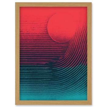Artery8 Light Oak Framed Sunset Tidal A4 Artwork
