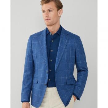 Americana classic de hombre en tejido de cuadros ventana azul