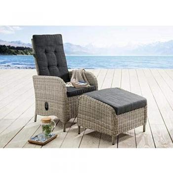 Destiny Sessel PALMA CASA Set mit Polyrattan und Fußhocker