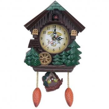 Vintage 8-Inch Wall Clock with Cuckoo and Pendulum
