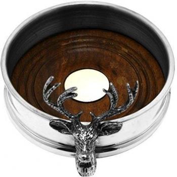 Pewter Wine Bottle Coaster by English Pewter Company featuring Stag Head [STAG005]