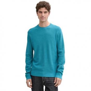 Maglione Tom Tailor in Cotone Blu Melange Taglia XXXL