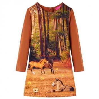 VidaXL Conhaque 92 Vestido Infantil de Manga Longa