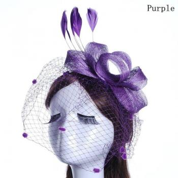 Fascinator de boda negro con red para mujeres BH008