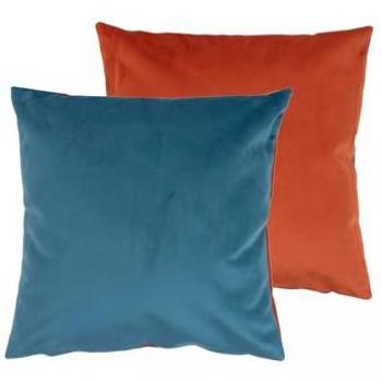 Cojín Suave Velvet Añada Naranja/Azul 45x13x45 cm – Lujoso Descanso