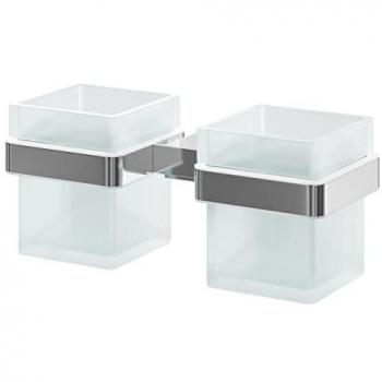Double‑Wall Chrome/Frosted Taurus Bathroom Tumbler – 195 × 18 × 96.5 mm
