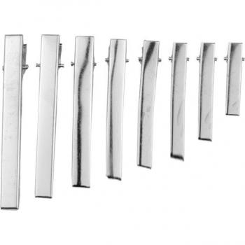 Bogen-Alligator‑Clip‑Set (10 Stück) – Flache Metallzinken, neue silberne Krokodilschnallen