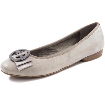 Pisa Damen‑Ballerinas Jenny 22‑53306‑66 – Kunstleder, Leder‑Sohle, Weite G, Größe 5, Grau