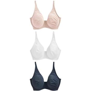 All‑Day Comfort DD+ Full Cup Cotton Blend Bra Set – Navy/Pink/White (Three Pieces)