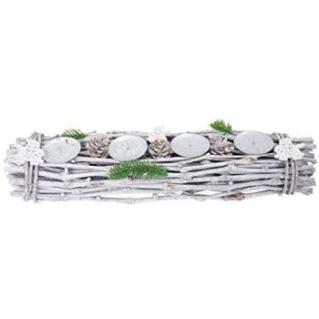 Couronne de l'Avent élégante en bois 60x16x9cm