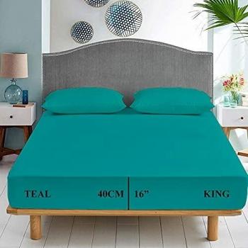 Royale Primo 16 Deep Pocket Fitted Sheets (KING, TEAL)