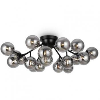 LICHT-Erlebnisse Deckenleuchte HILDA, ohne Leuchtmittel, Metall Rauchglas G9 B: 75 cm Schwarz Rauchgrau 20-flammig Kugelschirm