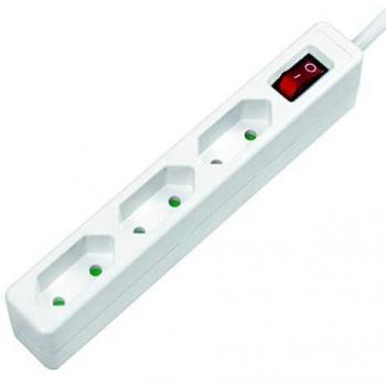LogiLink LPS230 Power Extension 1.5 m with 3 AC Outlets, Indoor, White, Slim Design with Switch
