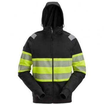 Snickers Hoch‑Sicht Kapuzenpullover – Klasse 1, Gelb, Reißverschluss, HV M (L)