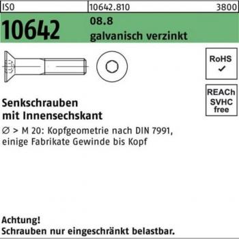 Vite a Testa Svasata M10 Cavo Esagono 12,8 mm Zincato (200 unità)