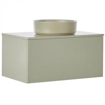 Suspended Bathroom Cabinet with Fluted Front and Countertop Basin 60 x 52 cm Green Alzira/Utiel