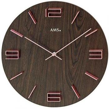 Wanduhr AMS W9591, 4 cm hoch, braun