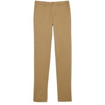 Lacoste Pantalón Beige Slim Fit en Algodón Stretch