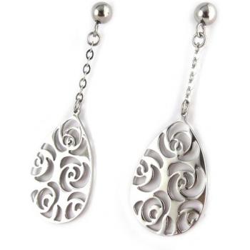 Highness Flora Steel Earring Set, Silver Flower Design – K9601