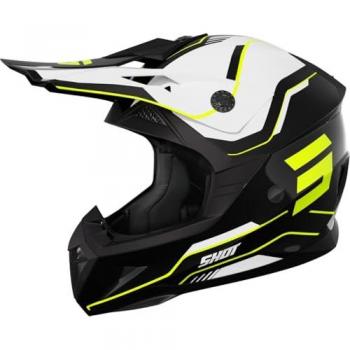 Shot Pulse Lines Casque Motocross XL Éclat Noir Blanc Jaune