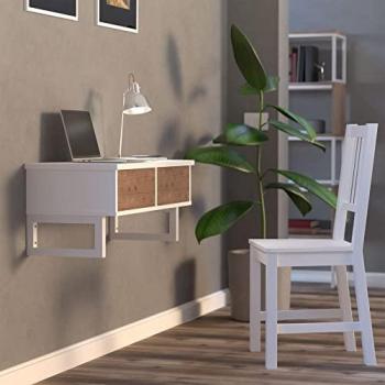 Juego de 2 Soportes de Pared Flotantes Ajustables en Acero Blanco para Estante, Lavabo y Muebles