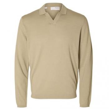 SELECTED HOMME Unifarbenes Polo-Pullover für Herren in Offwhite, Größe L