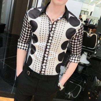 Camisa de Hombre con Media Manga y Costura Elegante para Primavera-Otoño