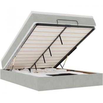 Soporte de cama otomana con superficie terciopelo gris claro 140x190 cm