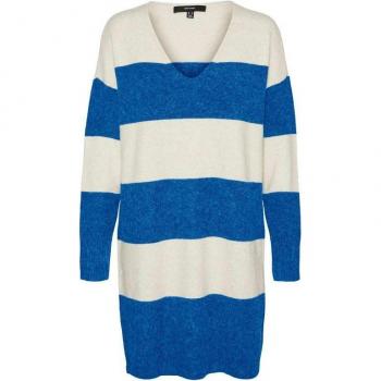 City Tie‑Dye Damenpulloverkleid Vero Moda – Langärmlig, V‑Ausschnitt, Blau, S
