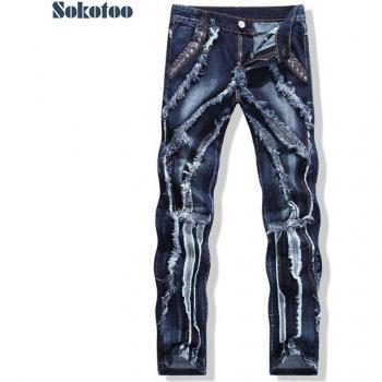 Sokotoo Men's Casual Ripped Jeans
